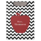 Black Chevron Red Apple Teacher Clipboard