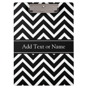 Black Chevron Stripes Squiggly  Lines Personalised Clipboard