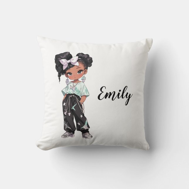 Black Chibi Girl Cushion (Front)