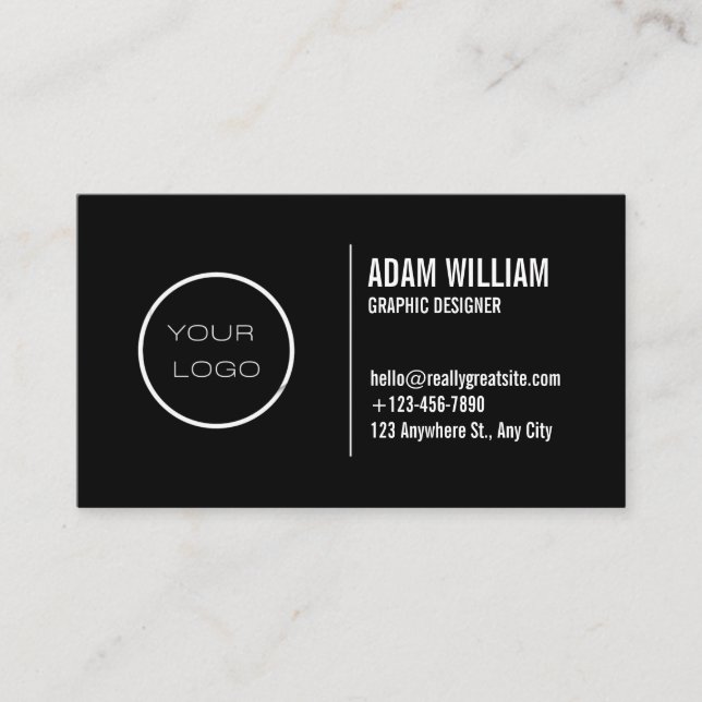 Black Chic Custom logo modern minimalist  Business Card (Front)