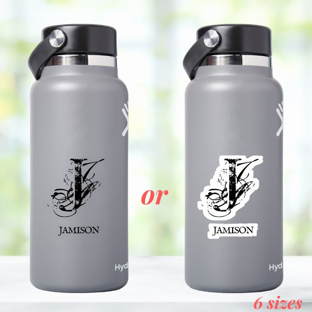 Black Chic Distressed Name Water Bottle Tumbler (Creator Uploaded)