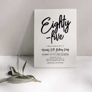 Black   Chic Eighty - five 85th Birthday Party Invitation