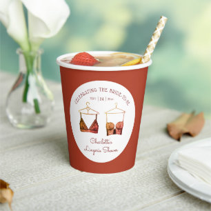 Black Chic Lace Watercolor Lingerie Bridal Shower Paper Cups