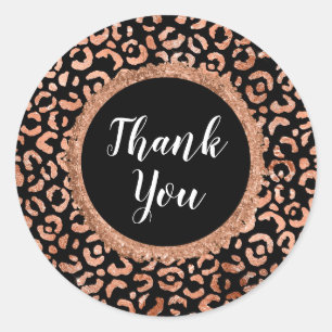 Black Chic Leopard Animal Print Classic Round Sticker