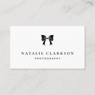 Black Chic Ribbon Bow Minimalist Business Card