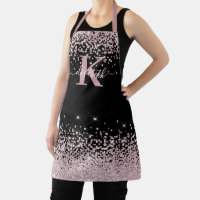 Black Chic Rose Gold Diamond Glitter Monogrammed 