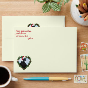 Black Chicken Heart Wreath Christmas Envelope