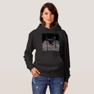 Black Chicken Pop Out Ladies Black Hoodie