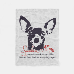 Black Chihuahua Dog My Sunshine Fleece Blanket