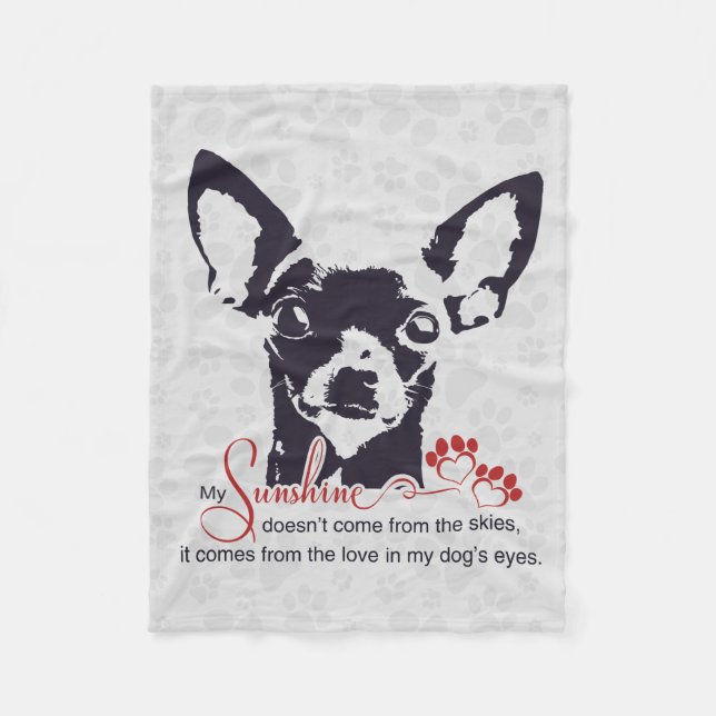 Black Chihuahua Dog My Sunshine Fleece Blanket (Front)