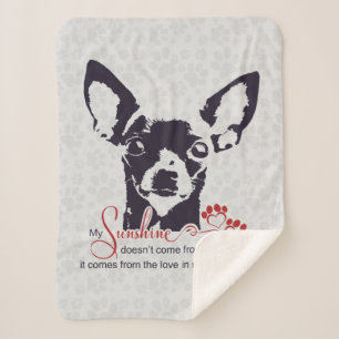 Black Chihuahua Dog My Sunshine Sherpa Blanket