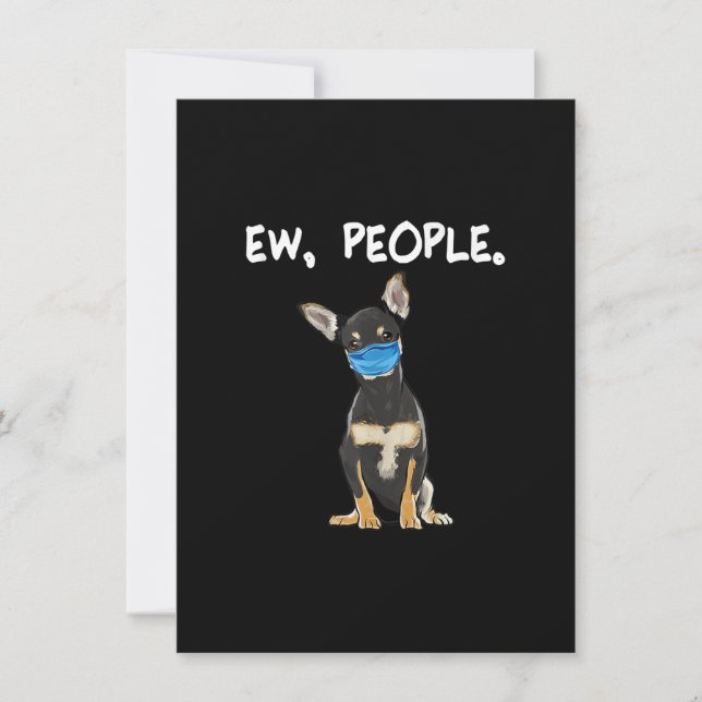 black chihuahua ew people dog wearing face mask thank you card (Front)
