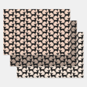 Black Chihuahua Silhouette Tiled Pattern Wrapping Paper Sheet