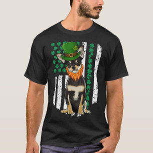 Black Chihuahua St Patricks Day Irish American Fla T-Shirt