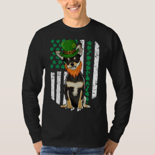 Black Chihuahua St Patricks Day Irish American Fla T-Shirt