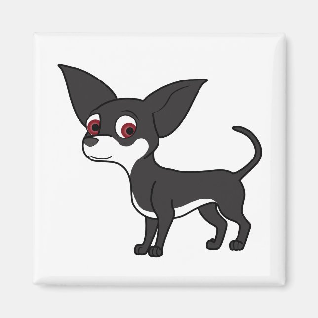 Black Chihuahua with White Markings Magnet (Front)