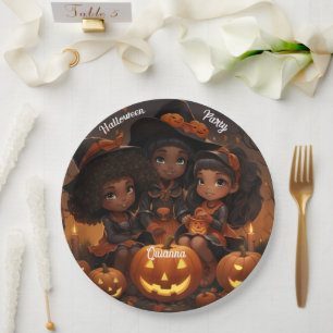 Black Children Halloween Party Plates