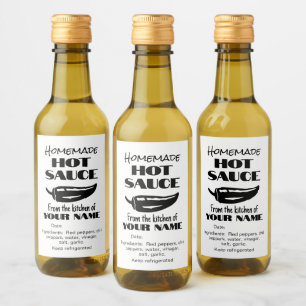  Black Chili Pepper Homemade Hot Sauce Your Name Wine Label