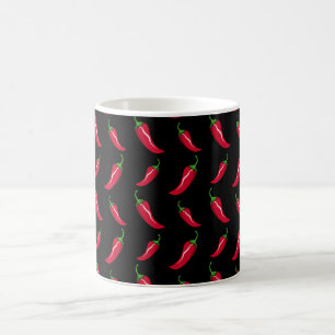 Black chilli peppers pattern coffee mug