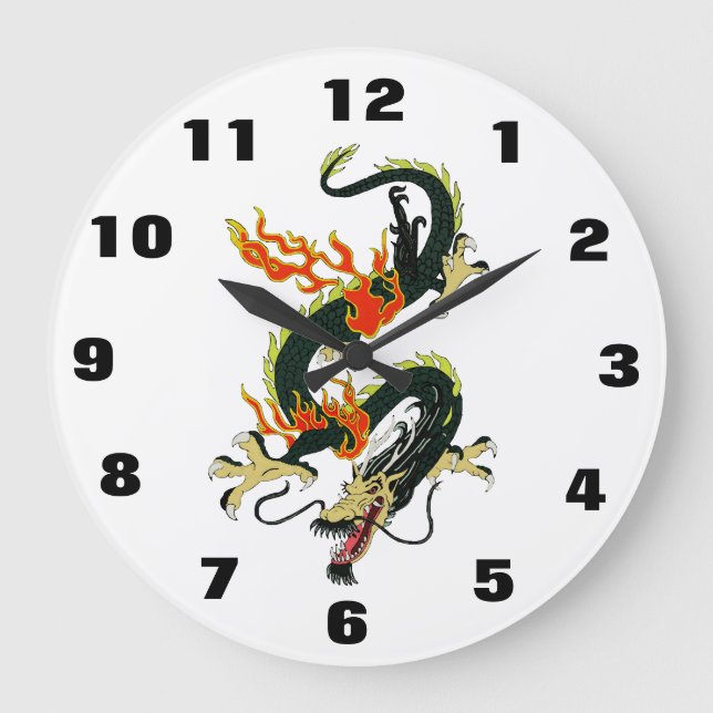 Black Chinese Dragon Numbered Clock (Front)