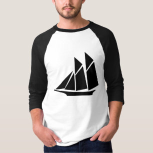 Black Chinese Junk Style Sailing Ship Baseball Tee