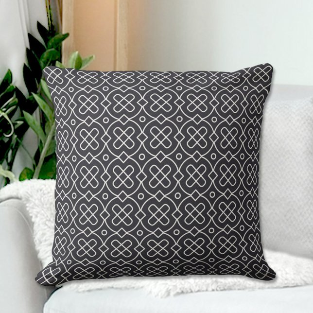 Black Chinese Pattern Throw Pillow (Creator Uploaded)