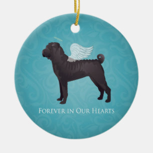 Black Chinese Shar Pei Pet Memorial and Sympathy Ceramic Tree Decoration