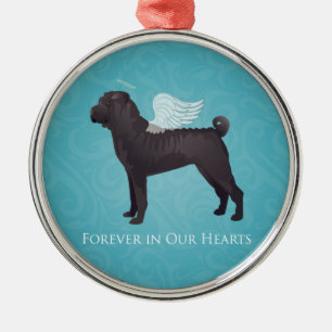 Black Chinese Shar Pei Pet Memorial and Sympathy Metal Tree Decoration