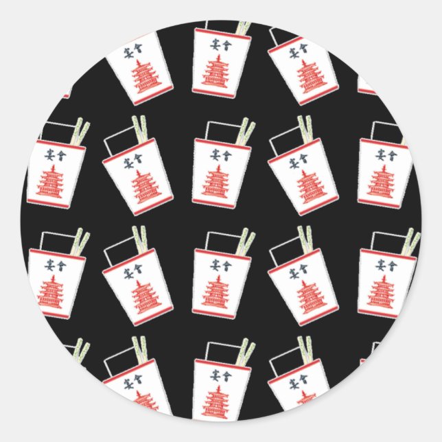 Black Chinese Take Out Classic Round Sticker (Front)