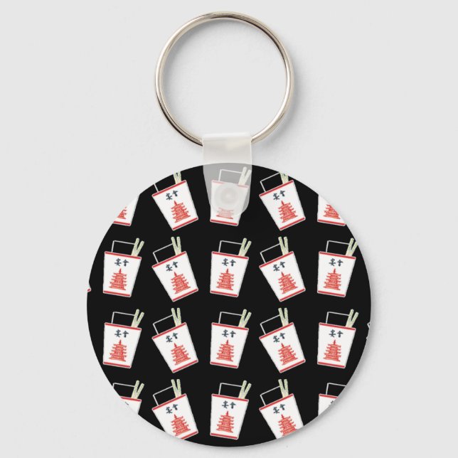 Black Chinese Take Out Key Ring (Front)