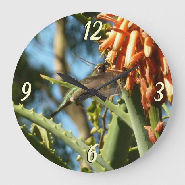 Black-Chinned Hummingbird in Flight Large Clock (Front)
