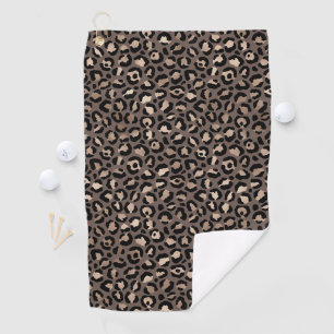 Black Chocolate Brown Bronze Leopard Print Golf Towel
