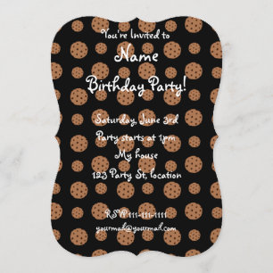 Black chocolate chip cookies pattern invitation