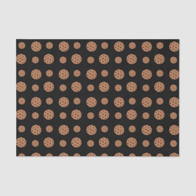 Black chocolate chip cookies pattern tissue paper (Front)
