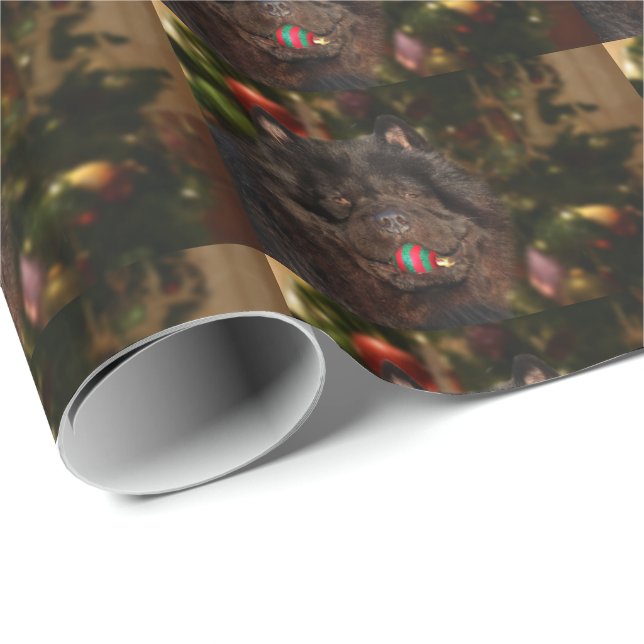 Black Chow Christmas Wrapping Paper (Roll Corner)