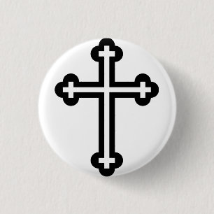 Black Christian cross 3 Cm Round Badge