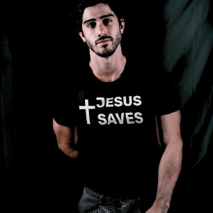Black Christian Cross Jesus Saves T-Shirt
