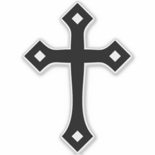 Black Christian Cross Minimal Kiss-Cut Vinyl