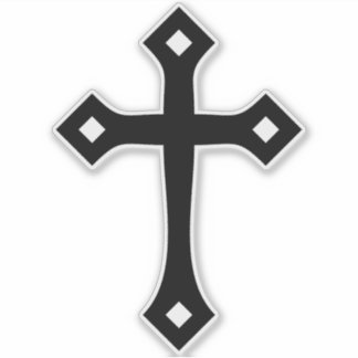 Black Christian Cross Minimal Kiss-Cut Vinyl