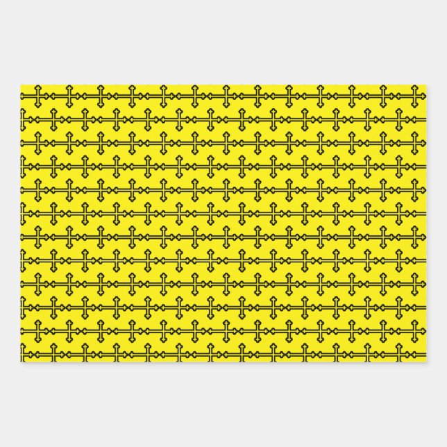 Black Christian cross Wrapping Paper Sheet (Front)