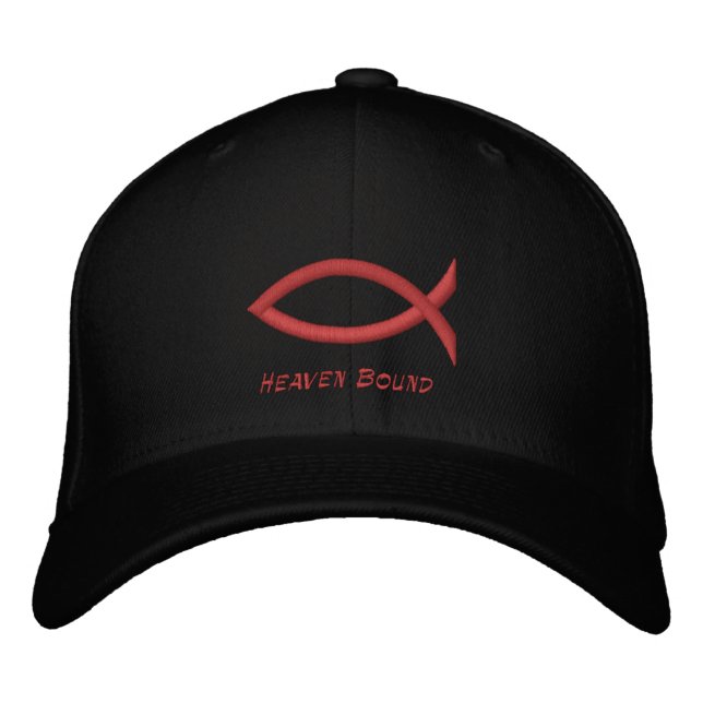 Black Christian Fish Embroidered Hat (Front)