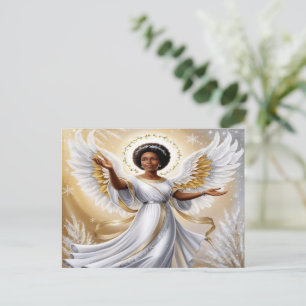 Black Christmas Angel in Gold Postcard