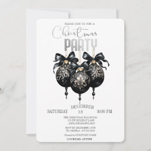 Black Christmas Ball,Buffalo Plaid Christmas  Invitation