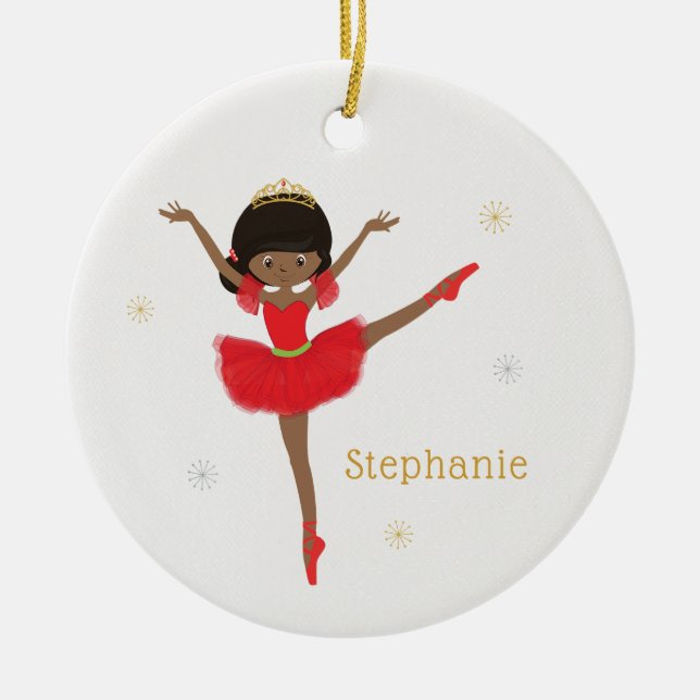 Black Christmas Ballerina Ceramic Tree Decoration (Front)
