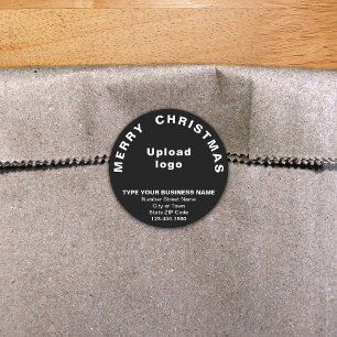 Black Christmas Business Round Shape Sticker