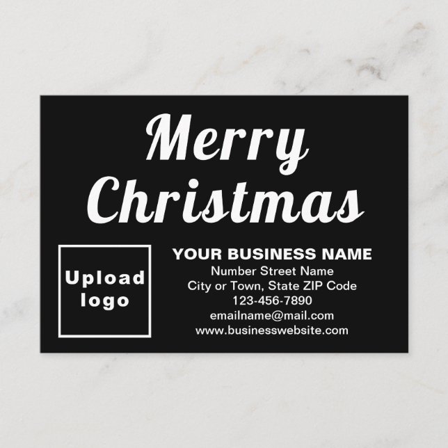 Black | Christmas | Business | Small Flat Greeting Card (Front)