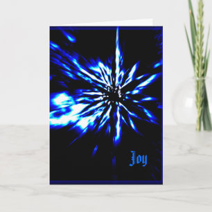 Black Christmas card bright blue & white star