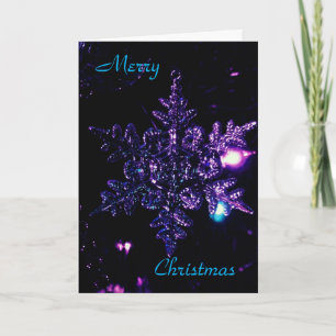 Black Christmas card with purple star