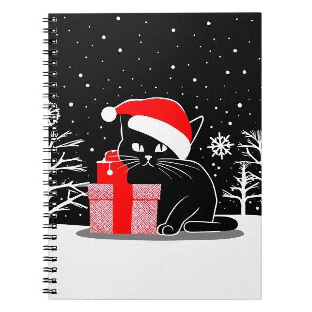 Black Christmas Cat Notebook (Front)
