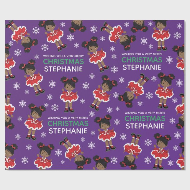 Black Christmas Dancer Wrapping Paper (Flat)